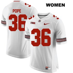 Women's NCAA Ohio State Buckeyes K'Vaughan Pope #36 College Stitched Authentic Nike White Football Jersey UP20Q55SX